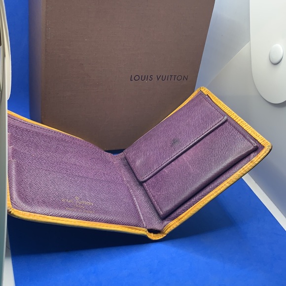 Louis Vuitton vintage Epi leather wallet yellow purple - Picture 7 of 13